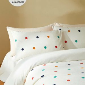 Bộ chăn ga gối nỉ nhung san hô chấm bi MD06